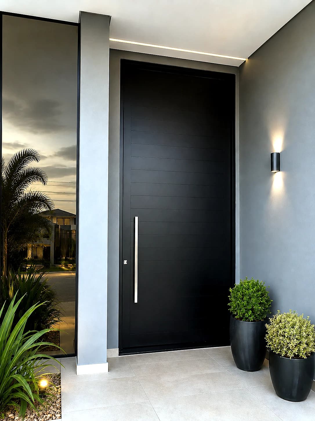 Porta pivotante de alumínio com acabamento premium — modelo 5