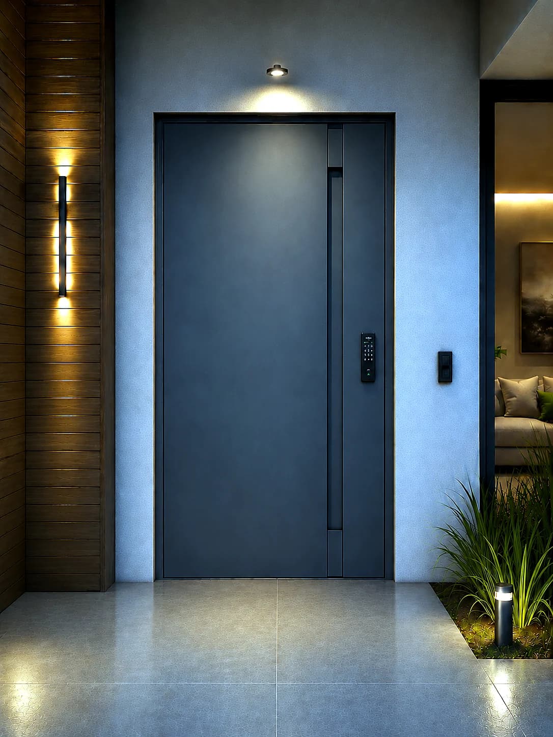 Porta pivotante de alumínio com acabamento premium — modelo 8